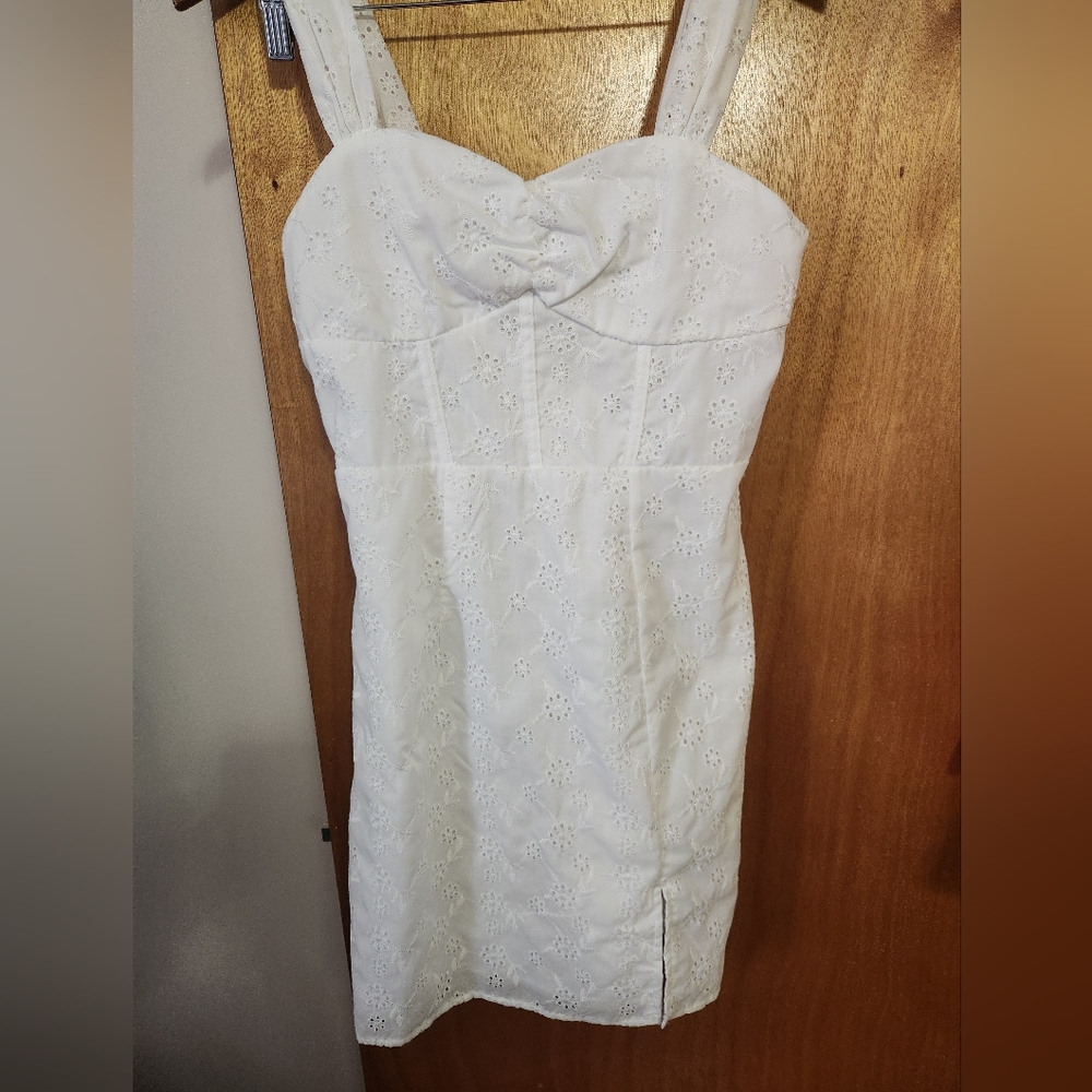 Elegant White Eyelet Dress